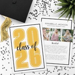 Graduate Photo Gold Graduation Announcement