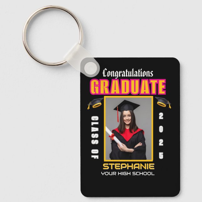 Graduate Photo Graduation Congratulations Custom Keychain (Front)
