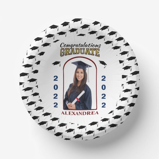 Graduate Photo Graduation Congratulations Custom  Paper Plate (Front)