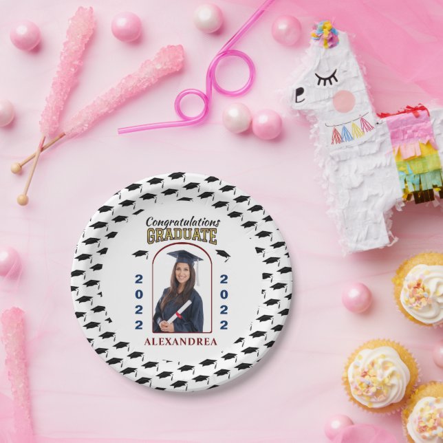 Graduate Photo Graduation Congratulations Custom  Paper Plate (Party)