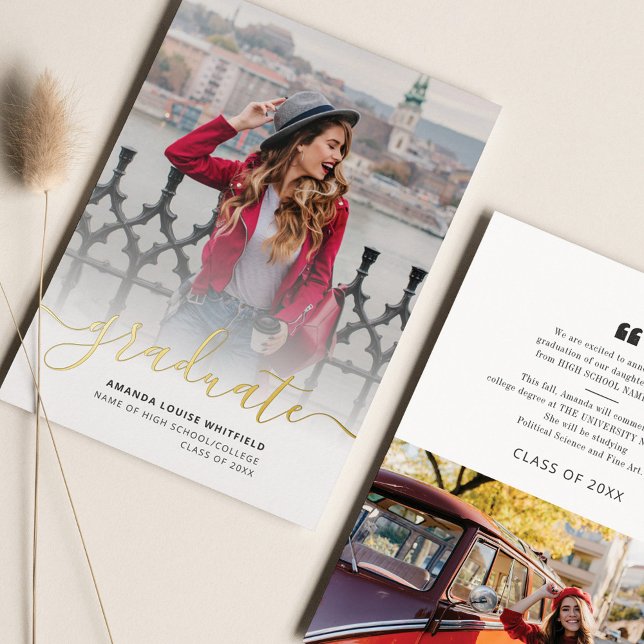 Graduate Photo Graduation Gold Foil Announcement (Creator Uploaded)