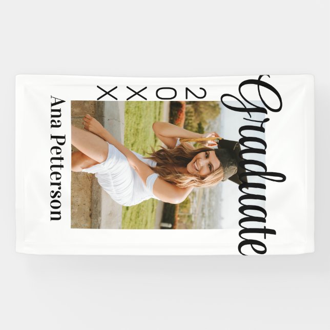 Graduate photo modern classic add year name rustic banner (Horizontal)