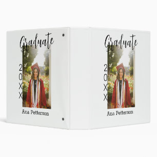 Graduate photo modern classic add year name rustic binder