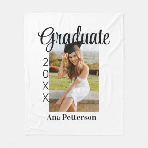 Graduate photo modern classic add year name rustic fleece blanket