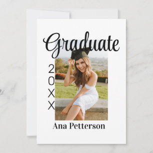 Graduate photo modern classic add year name rustic invitation