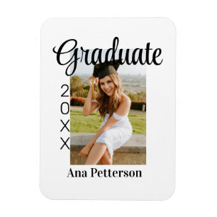 Graduate photo modern classic add year name rustic magnet