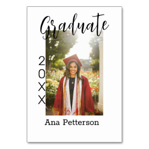 Graduate photo modern classic add year name rustic table number