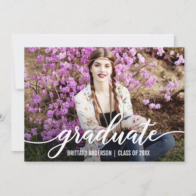 Graduate Photo Modern Script Announcement (Front)