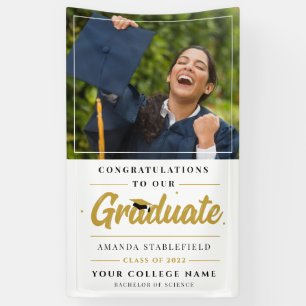 Graduate Photo Modern Script Graduation Party Banner