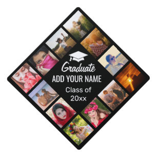 Graduate photo name and date graduation cap topper