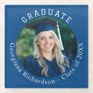 Graduate Photo Name Graduation Party Keepsake Glass Coaster