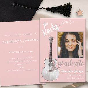 Graduate Photo Pink Country Music Graduation Party Invitation