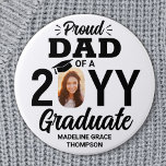 Graduate Photo Proud Dad Modern Black and White 3 Inch Round Button<br><div class="desc">Show your joy for the graduate with a stylish custom photo "Proud Dad" round graduation button. The picture and text on this template are simple to personalize, and all wording, colours and fonts can be changed with the Zazzle design tool. (IMAGE PLACEMENT TIP: An easy way to position a photo...</div>