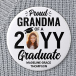 Graduate Photo Proud Grandma Modern Black & White 3 Inch Round Button<br><div class="desc">Show your joy for the graduate with a stylish custom photo "Proud Grandma" round graduation button. The picture and text on this template are simple to personalize, and all wording, colors and fonts can be changed with the Zazzle design tool. It can be customized for any family member or friend,...</div>