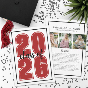 Graduate Photo Red Graduation Announcement