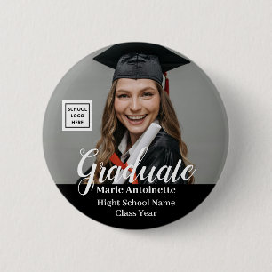 Graduate Photo School Logo Modern Graduation 2 Inch Round Button