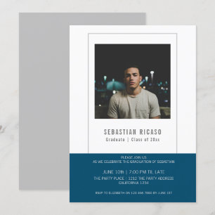 Graduate Photo Template Personalized Blue White