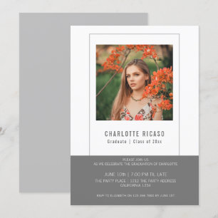 Graduate Photo Template Personalized Grey White