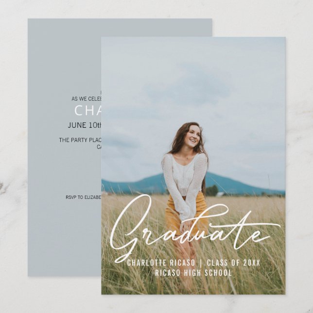 Graduate Photo Template Personalized Light Blue (Front/Back)
