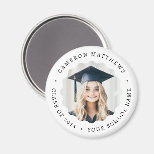 Graduate photo white wavy border graduation magnet