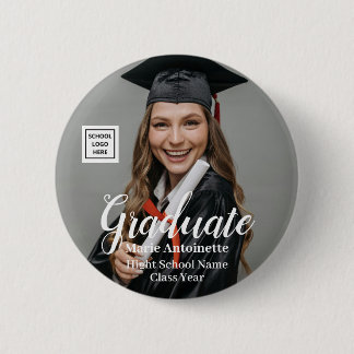 Graduate Photo with School Logo Graduation 2 Inch Round Button