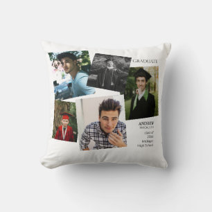 Graduate Photos White Monogram 2 Throw Pillow