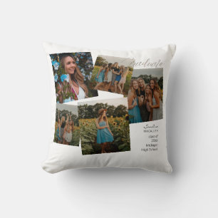 Graduate Photos White Monogram Throw Pillow