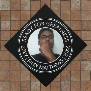 Graduate Picture White On Black Inspirational Graduation Cap Topper