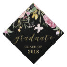 Graduate | Pink and Gold Floral on Black