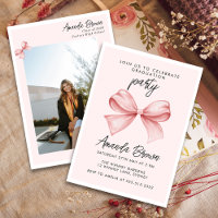 Graduate Pink Bow Élégante Invitation tendance