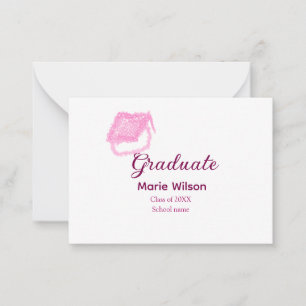 graduate pink glitter graduation cap add name clas card