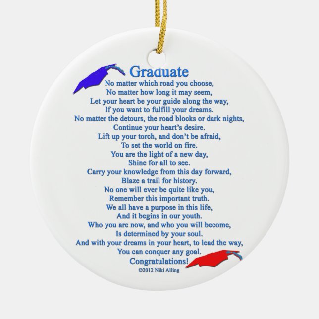 Graduate Poem Ceramic Ornament (Front)