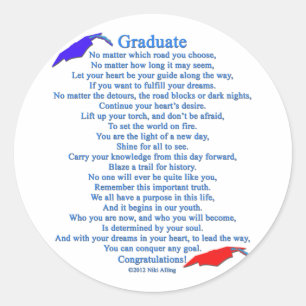 Graduate Poem Classic Round Sticker