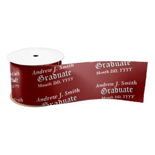 Graduate Professional Burgandy Maroon Custom Name Satin Ribbon
