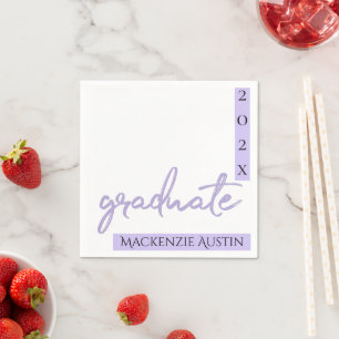 Graduate Purple Script   Chic Lavender Keepsake Napkin