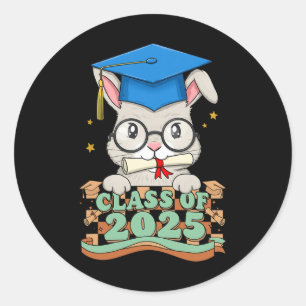 Graduate Rabbit Cl Of 2025 Kids Mens Womens Gradua Classic Round Sticker