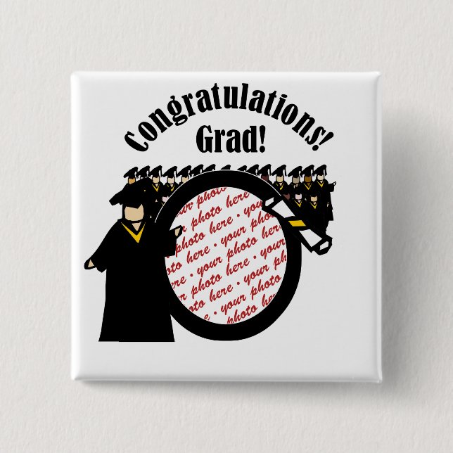 Graduate Receiving Diploma Photo Frame 2 Inch Square Button (Front)