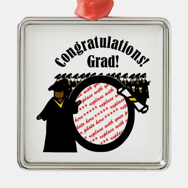Graduate Receiving Diploma Photo Frame Metal Ornament (Front)