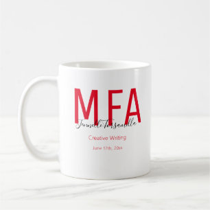 Graduate Red Black Date Name Degree MFA Coffee Mug