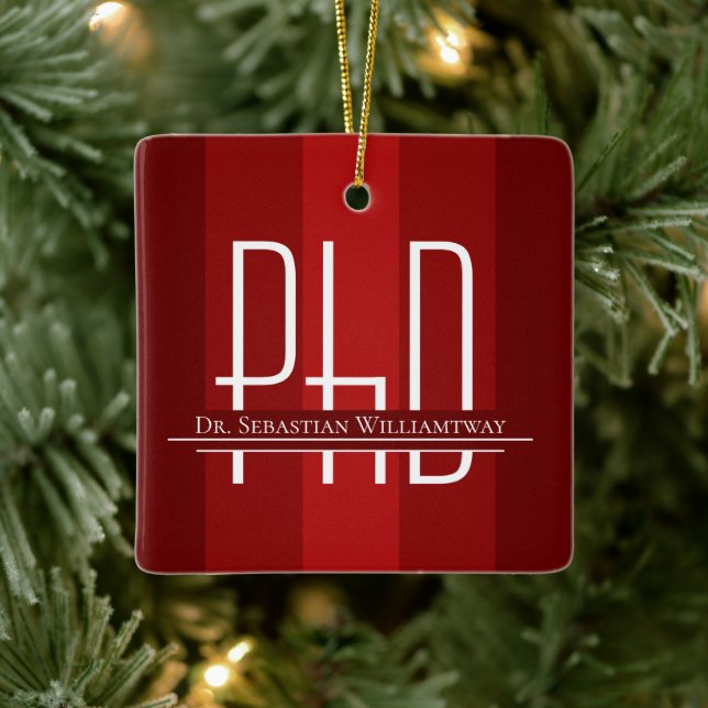 Graduate Red PhD Graduation Ceramic Ornament (Tree)