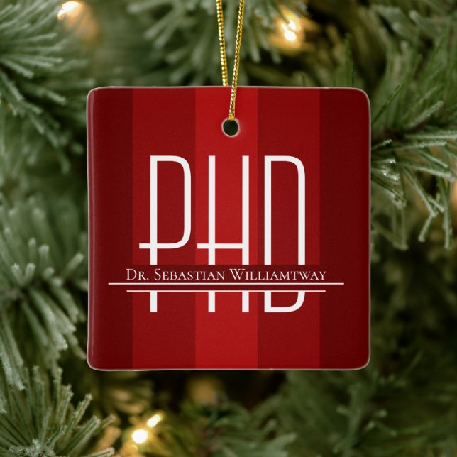 Graduate Red PhD Graduation Ceramic Ornament (Tree)