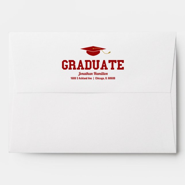 Graduate Red Typography Graduation Confetti Envelope (Back (Top Flap))