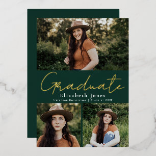 Graduate Script Foil Graduation Photo Announcement