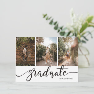 Graduate Script Three Photos Graduation Party Invi Invitation