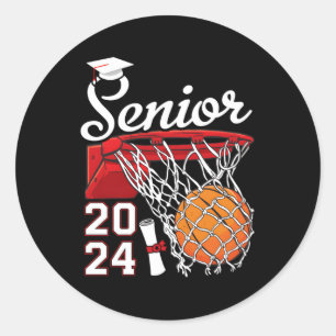 Graduate Senior Class 2024 Graduation Basketball P Classic Round Sticker