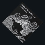 Graduate Silhouette Tiny White Hearts Graduation Cap Topper<br><div class="desc">Make your graduation day unforgettable with this elegant cap topper design! Featuring a stunning silhouette of a girl crafted from delicate hearts, this topper symbolizes love, achievement, and the journey to success. Customizable text areas allow you to add the class year and the word "Graduate, " making it a unique...</div>