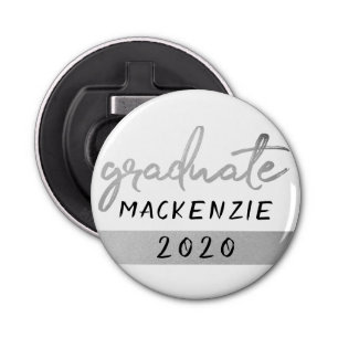 Graduate Silver Script   Trendy Faux Metallic Bottle Opener