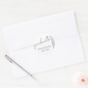 Graduate Silver Script   Trendy Faux Metallic Classic Round Sticker
