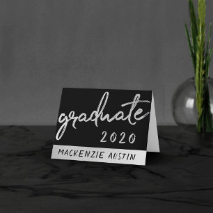 Graduate Silver Script   Trendy Faux Metallic Thank You Card
