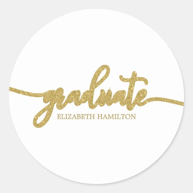 Graduate Simple Chic Calligraphy Graduation Classic Round Sticker (Front)